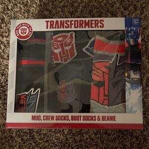 Black and Red Men's Socks and Beanie Set Transformers